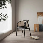 Set of 2 Versailles Wood Armchairs Black/Natural Cane - Manhattan Comfort: Solid Ash Frame, No Assembly Required