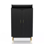 Tamworth Double Door Shoe Cabinet Black - miBasics: Holds 15 Pairs, Adjustable Shelves, Mid Century Style