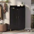 Scarpiera a due ante Tamworth nera: Contiene 15 paia, Ripiani regolabili, Stile Mid Century