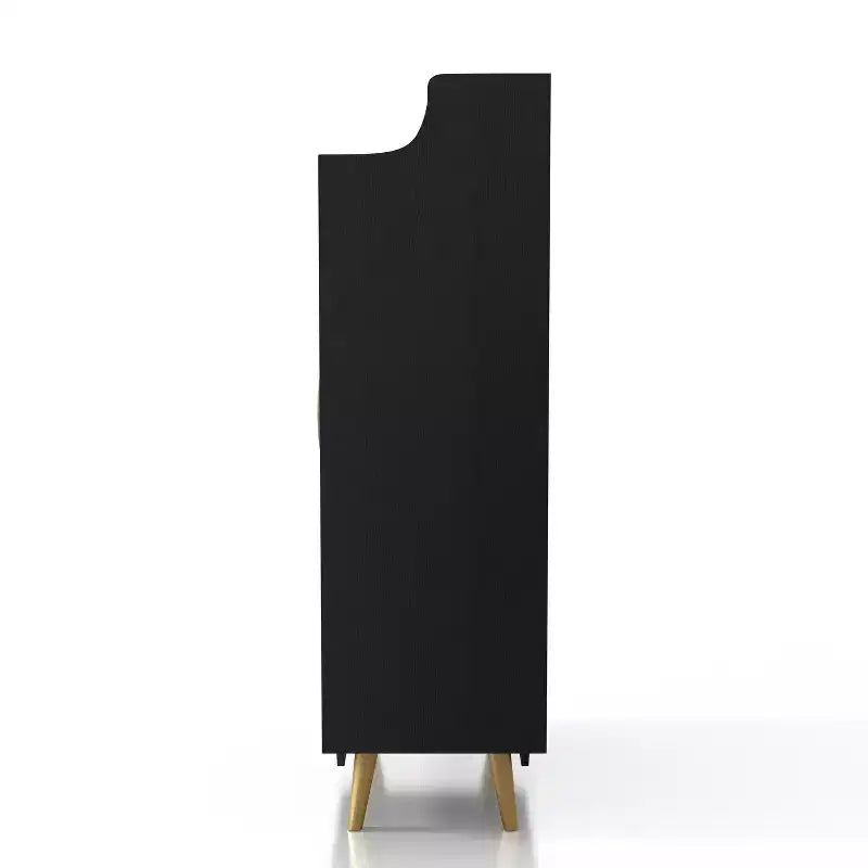 Scarpiera a due ante Tamworth nera: Contiene 15 paia, Ripiani regolabili, Stile Mid Century