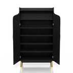 Scarpiera a due ante Tamworth nera: Contiene 15 paia, Ripiani regolabili, Stile Mid Century