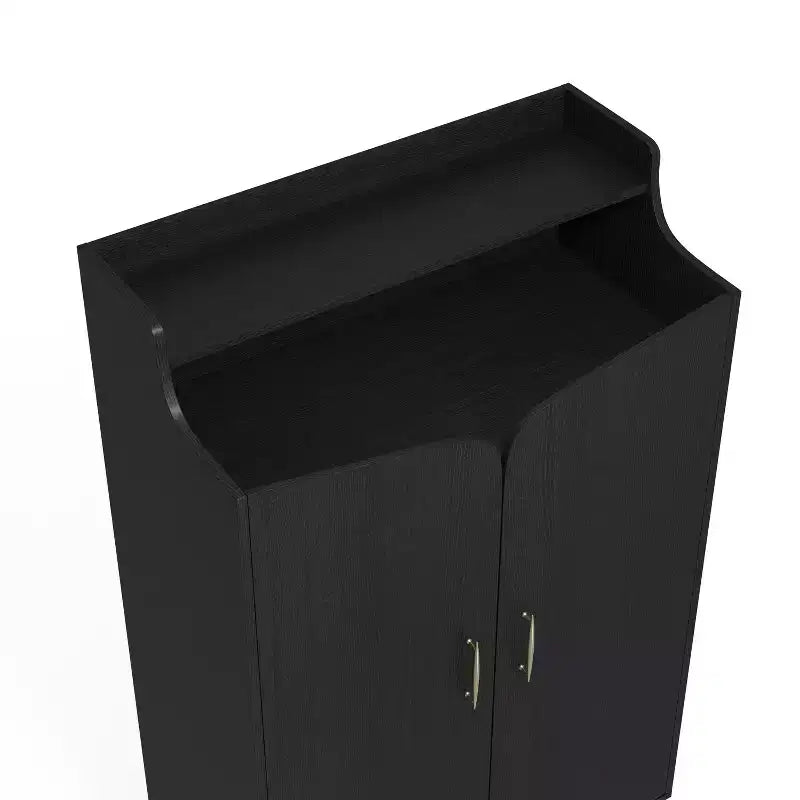 Scarpiera a due ante Tamworth nera: Contiene 15 paia, Ripiani regolabili, Stile Mid Century