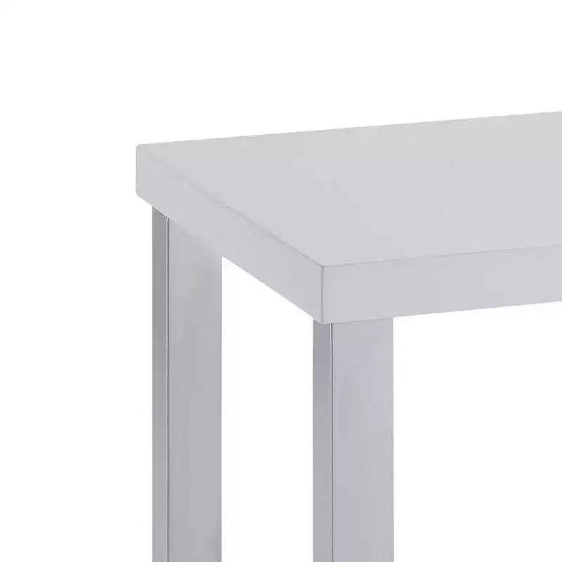 Tavolino d'appoggio Harta da 22", bianco lucido/cromato: Glamour moderno, nessun assemblaggio richiesto
