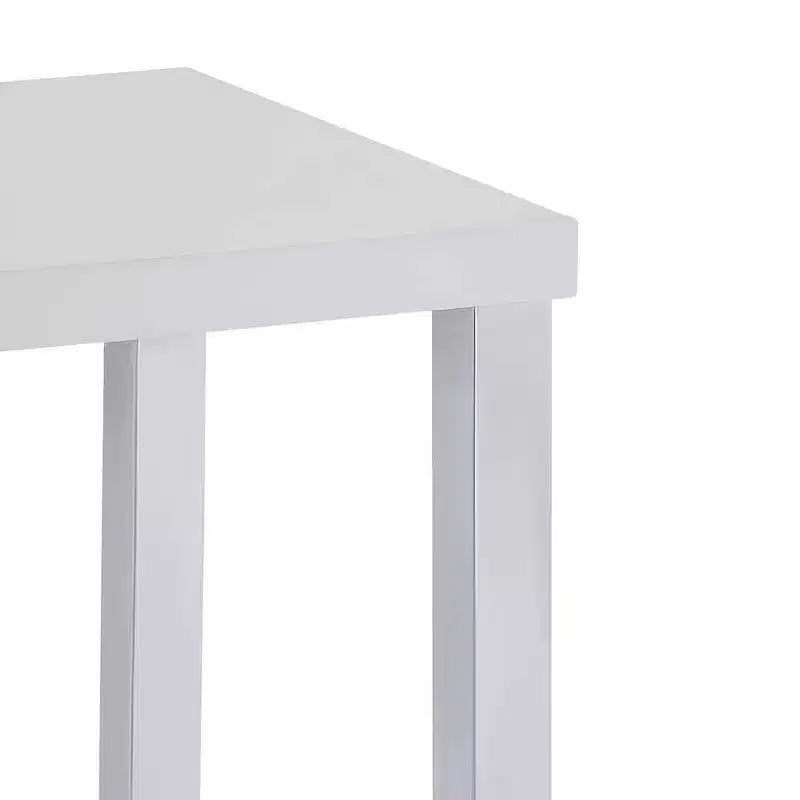 Tavolino d'appoggio Harta da 22", bianco lucido/cromato: Glamour moderno, nessun assemblaggio richiesto
