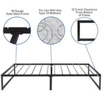 Telaio letto a piattaforma in metallo da 14 pollici con materasso a molle insacchettate da 10 pollici in scatola e topper in memory foam con gel rinfrescante da 2 pollici