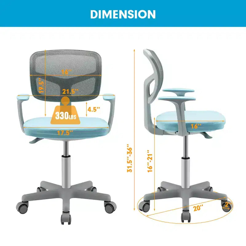 Sedia da scrivania per bambini regolabile in altezza con rotelle con freno automatico Blu/Rosa