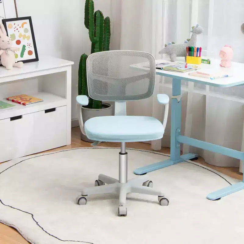Sedia da scrivania per bambini regolabile in altezza con rotelle con freno automatico Blu/Rosa