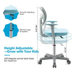 Sedia da scrivania per bambini regolabile in altezza con rotelle con freno automatico Blu/Rosa