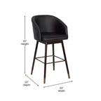 Sgabello da bar moderno Margo di grado commerciale con schienale medio, gambe in legno di faggio e schienale curvo