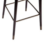 Sgabello da bar moderno Margo di grado commerciale con schienale medio, gambe in legno di faggio e schienale curvo