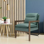 Set di 2 Poltrone Moderne Accent Lounge con Gambe in Legno e Staffa in Acciaio Giallo/Blu/Verde