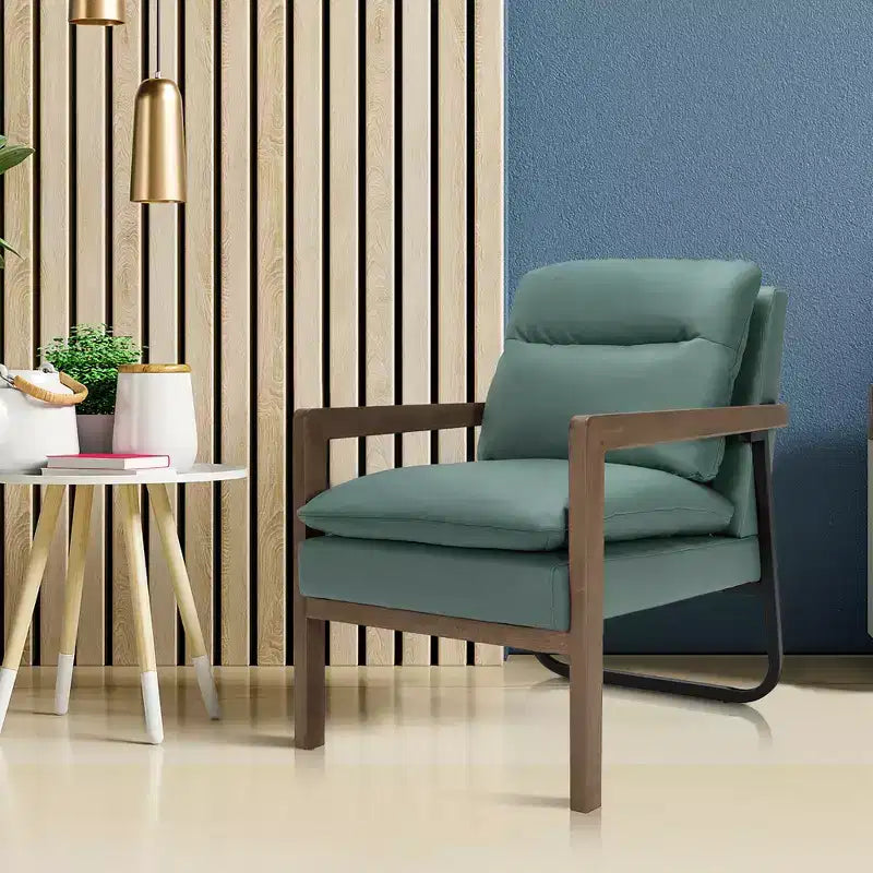 Set di 2 Poltrone Moderne Accent Lounge con Gambe in Legno e Staffa in Acciaio Giallo/Blu/Verde