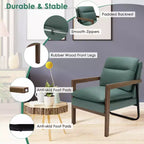 Set di 2 Poltrone Moderne Accent Lounge con Gambe in Legno e Staffa in Acciaio Giallo/Blu/Verde