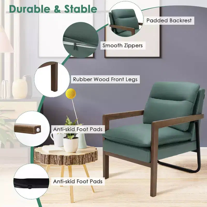 Set di 2 Poltrone Moderne Accent Lounge con Gambe in Legno e Staffa in Acciaio Giallo/Blu/Verde
