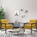 Set di 2 Poltrone Moderne Accent Lounge con Gambe in Legno e Staffa in Acciaio Giallo/Blu/Verde