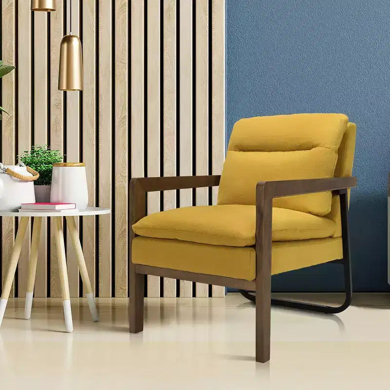 Set di 2 Poltrone Moderne Accent Lounge con Gambe in Legno e Staffa in Acciaio Giallo/Blu/Verde