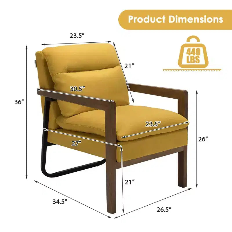 Set di 2 Poltrone Moderne Accent Lounge con Gambe in Legno e Staffa in Acciaio Giallo/Blu/Verde
