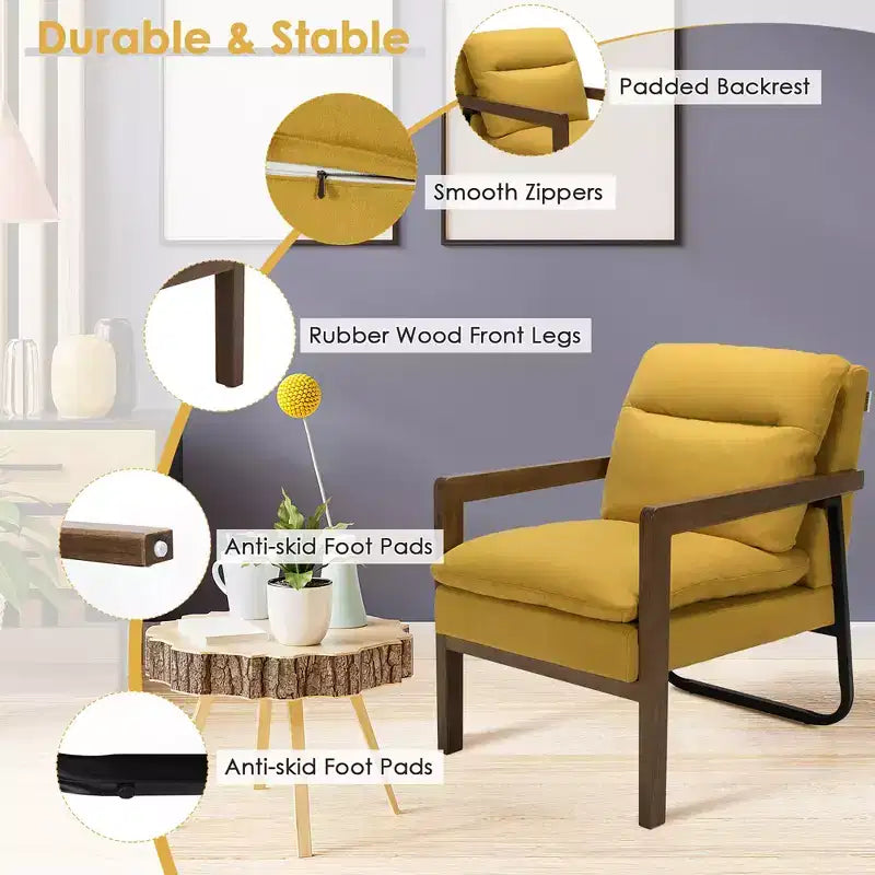 Set di 2 Poltrone Moderne Accent Lounge con Gambe in Legno e Staffa in Acciaio Giallo/Blu/Verde