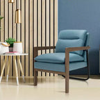 Set di 2 Poltrone Moderne Accent Lounge con Gambe in Legno e Staffa in Acciaio Giallo/Blu/Verde