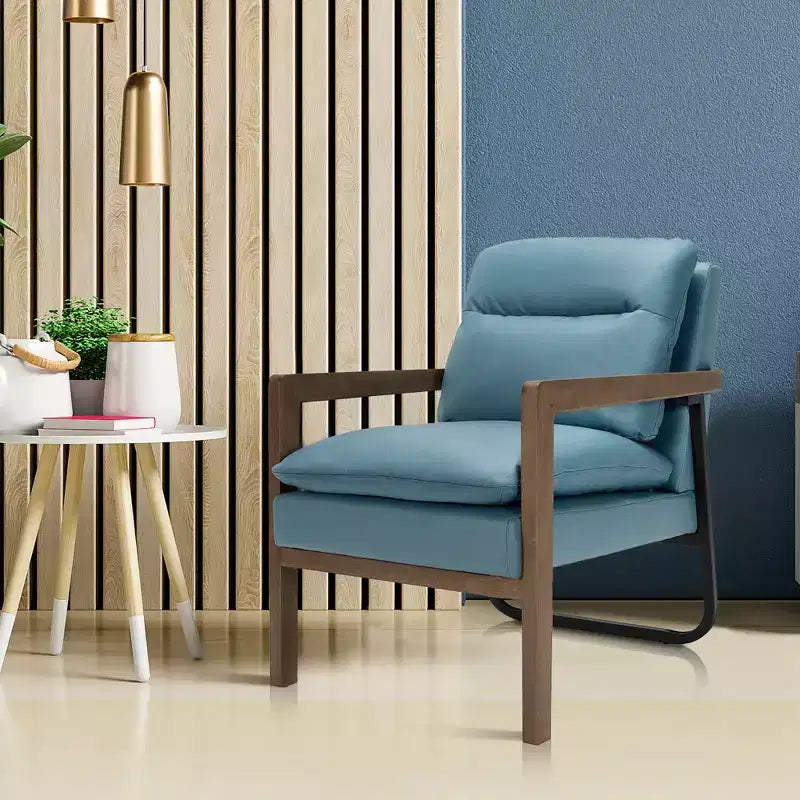 Set di 2 Poltrone Moderne Accent Lounge con Gambe in Legno e Staffa in Acciaio Giallo/Blu/Verde