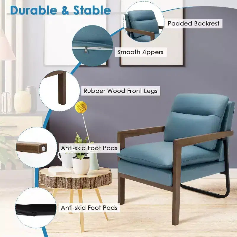 Set di 2 Poltrone Moderne Accent Lounge con Gambe in Legno e Staffa in Acciaio Giallo/Blu/Verde