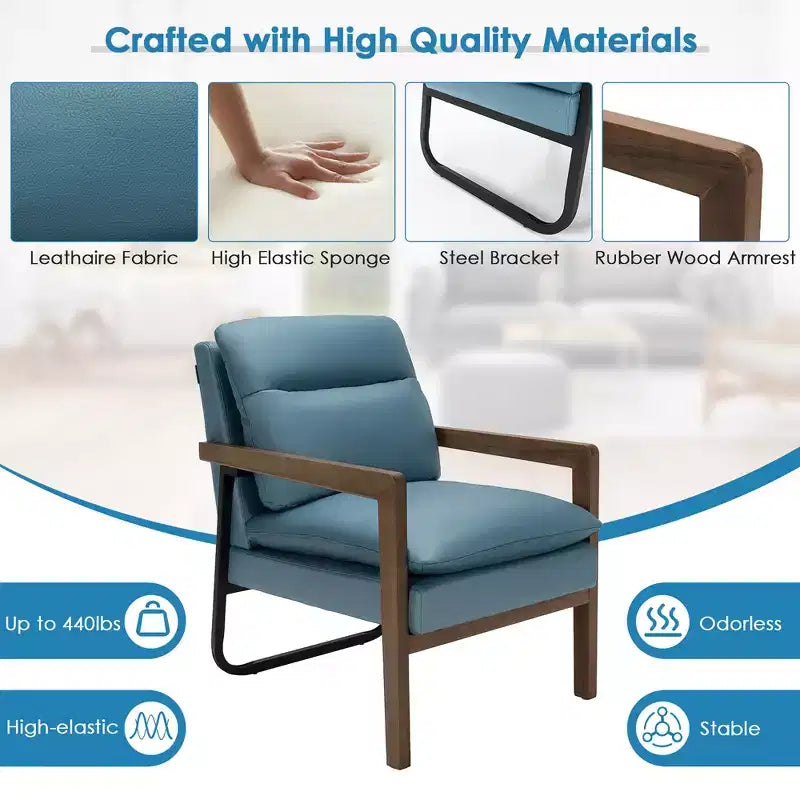 Set di 2 Poltrone Moderne Accent Lounge con Gambe in Legno e Staffa in Acciaio Giallo/Blu/Verde