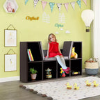 Mobile contenitore per bambini a 6 scomparti, libreria imbottita, scaffale multiuso per la lettura, marrone